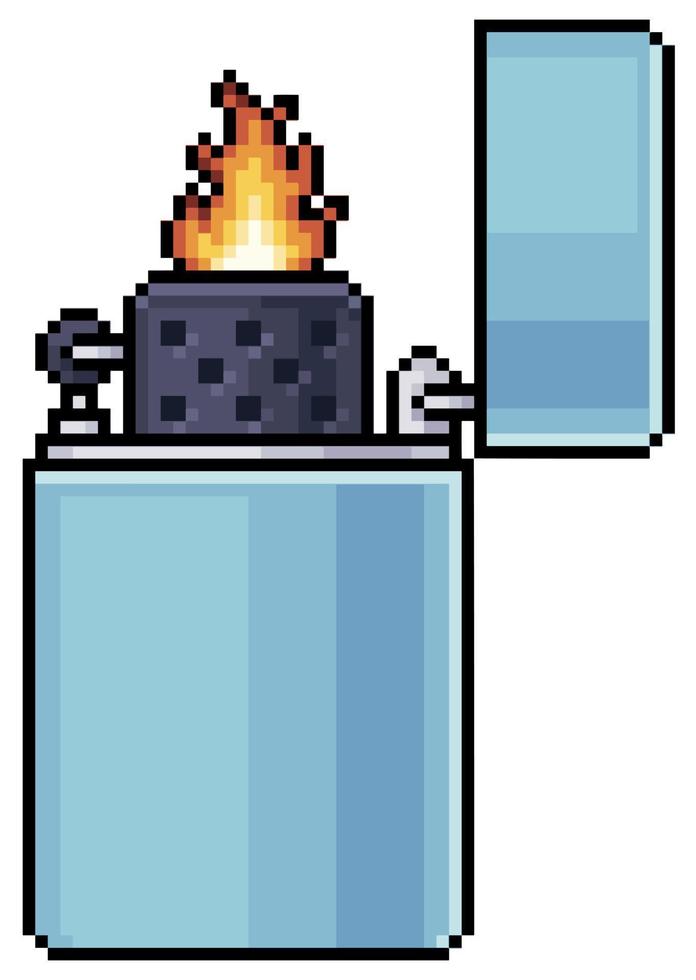 Pixel lighter vector icon for 8bit game on white background