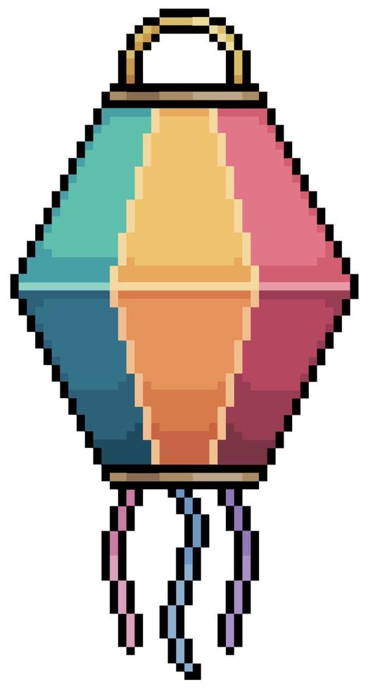 Pixel art paper balloon for festa junina vector icon for 8bit game on white background