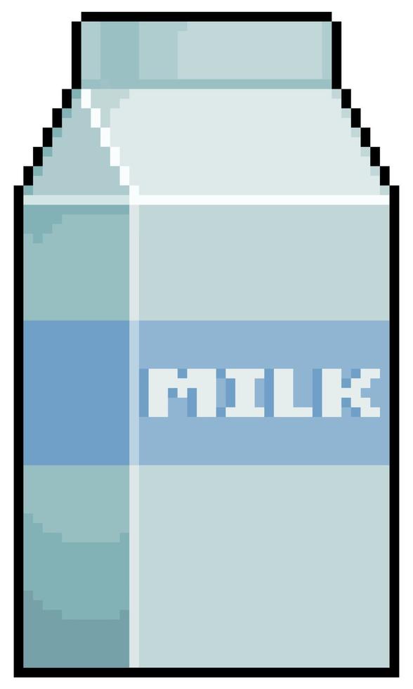 Pixel art milk carton vector icon for 8bit game on white background