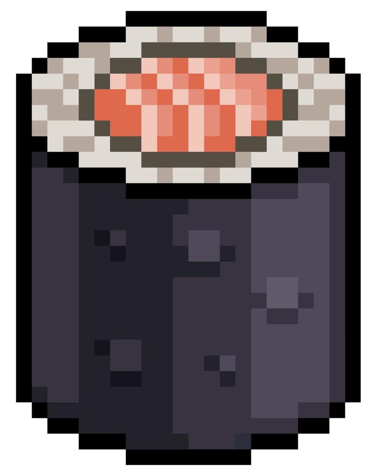 Pixel art japanese food sushi 8bit game item white background vector