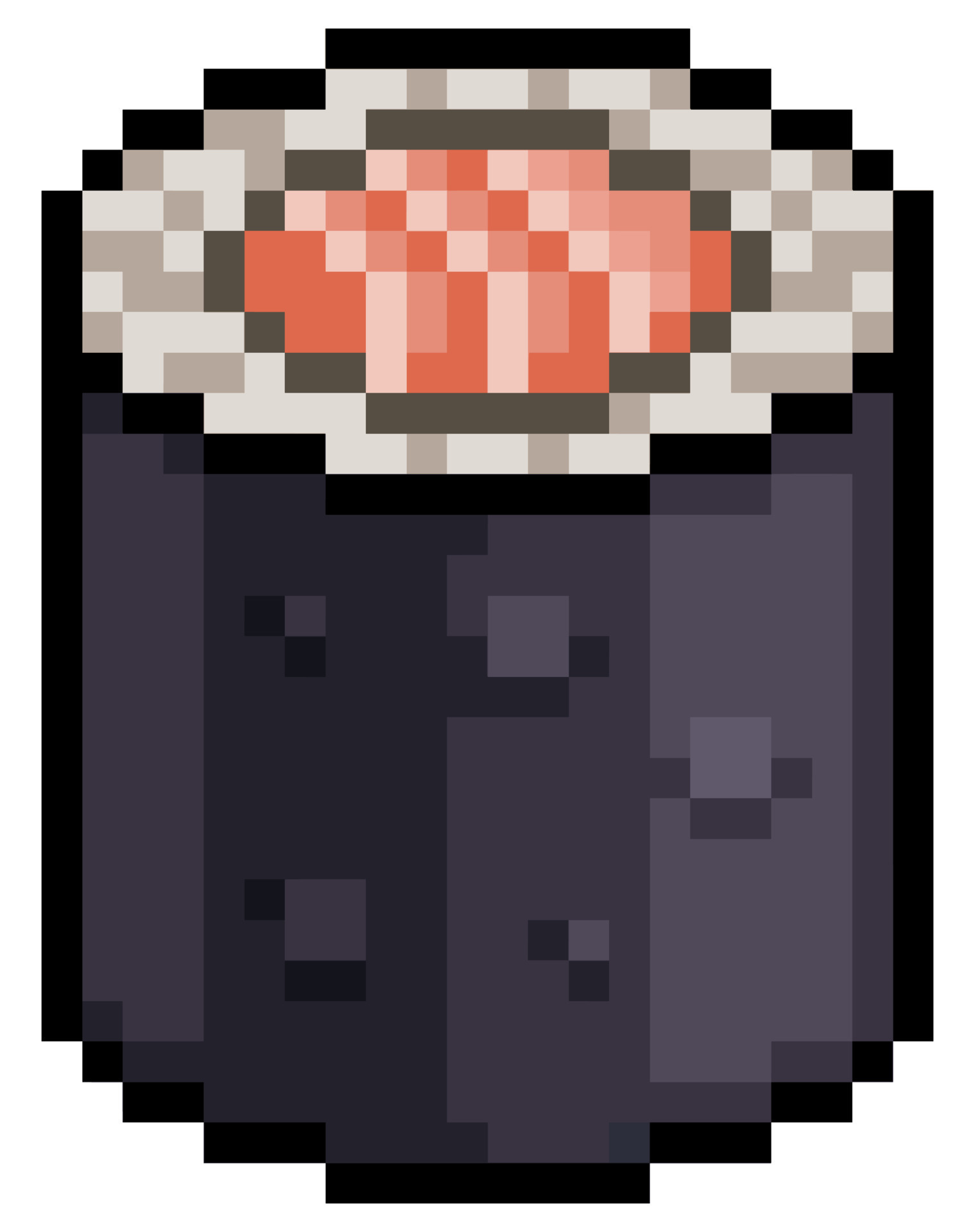 Pixel art toro nigiri sushi ícone de vetor de comida japonesa para jogo de  8 bits em fundo branco