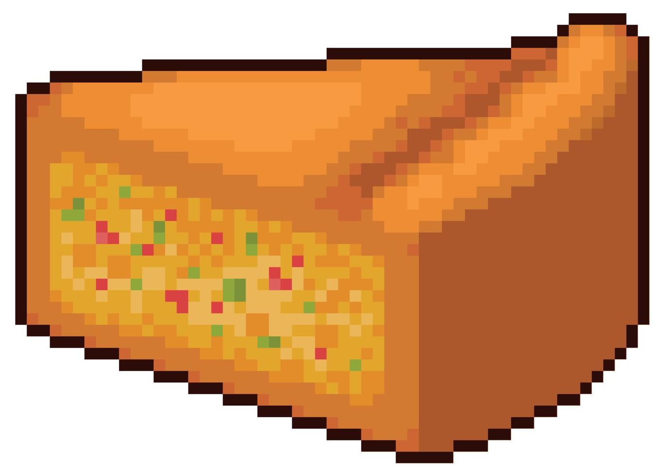 Pixel art pie slice food item for 8bit game on white background vector