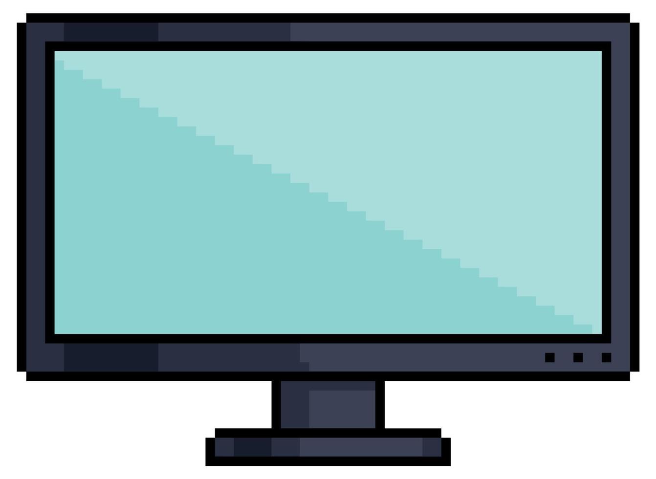 Pixel art monitor computer vector icon for 8bit game on white background