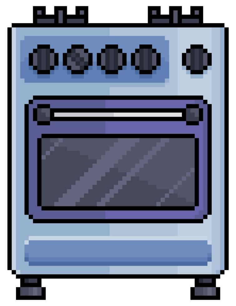 Pixel art stove vector icon for 8bit game on white background