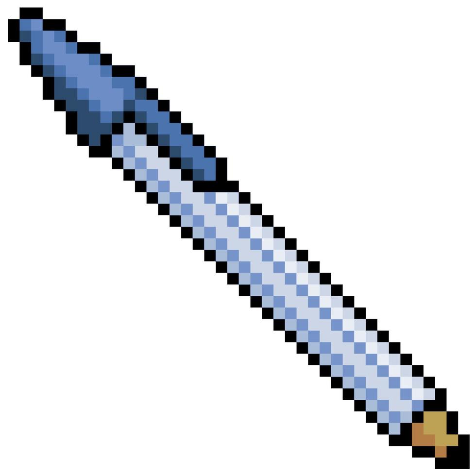 elemento de juego de 8 bits de lápiz de arte de píxeles sobre fondo blanco vector