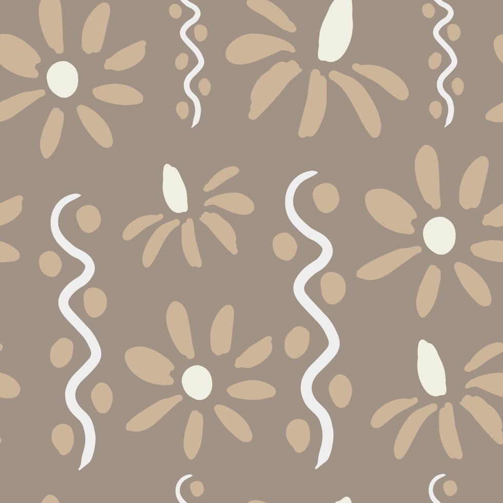 Chamomile hand drawn wavy seamless pattern vector