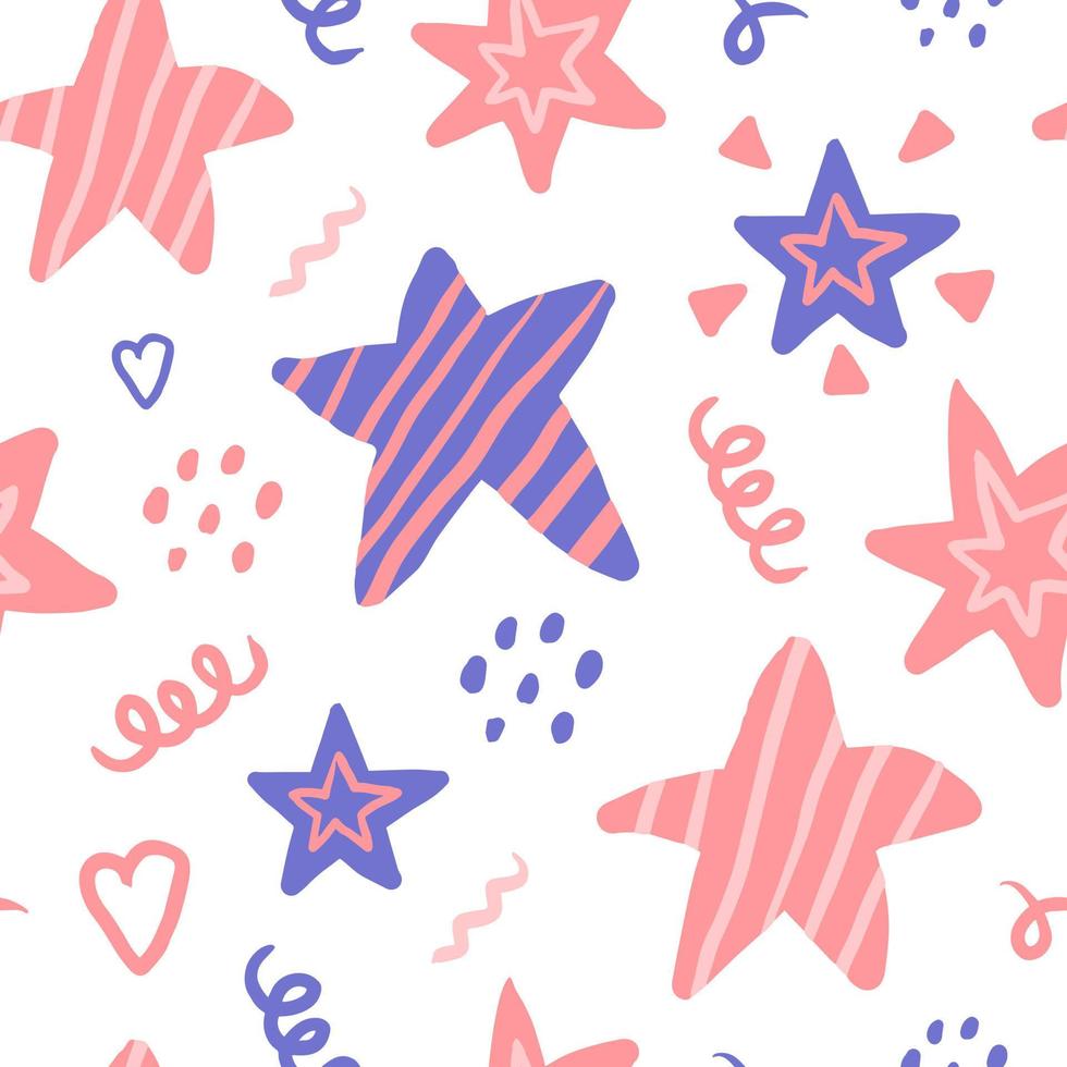 Doodle stars festive seamless pattern vector