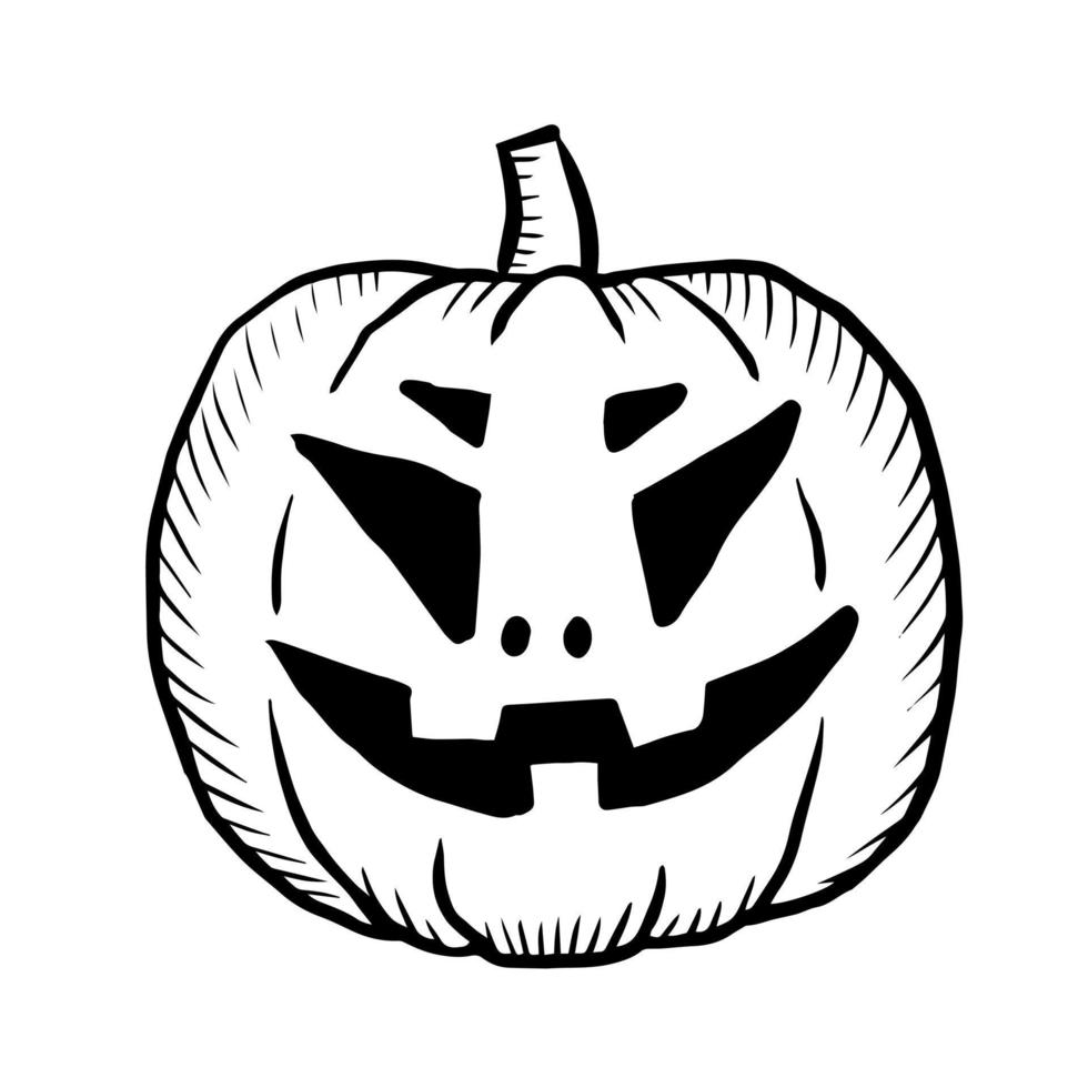 Halloween pumpkin with face doodle vector