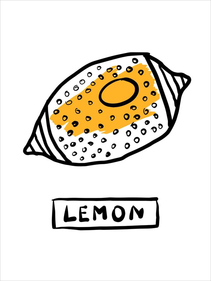 Lemon cute doodle vector illustration with lettering