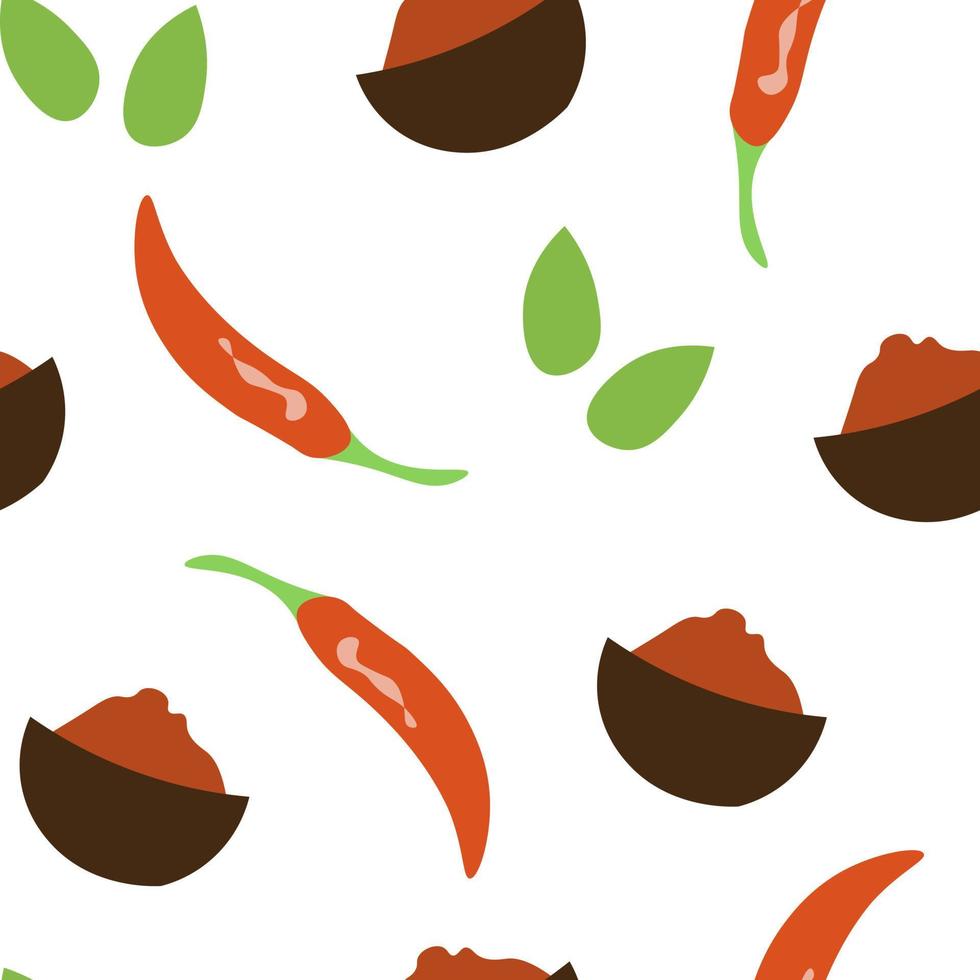 spicy chili pepper ingredient pattern vector