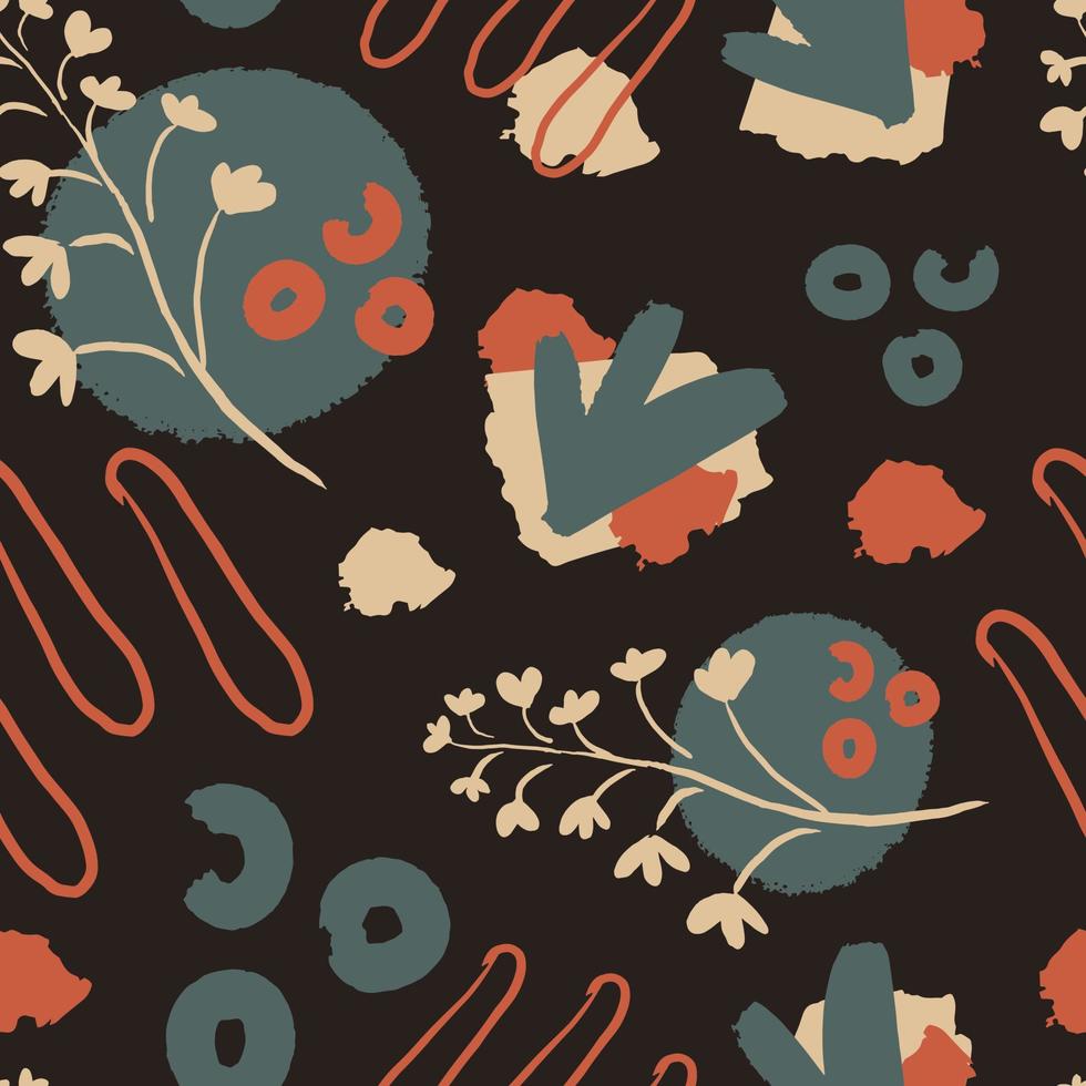 Flowers and doodles abstract pattern vector