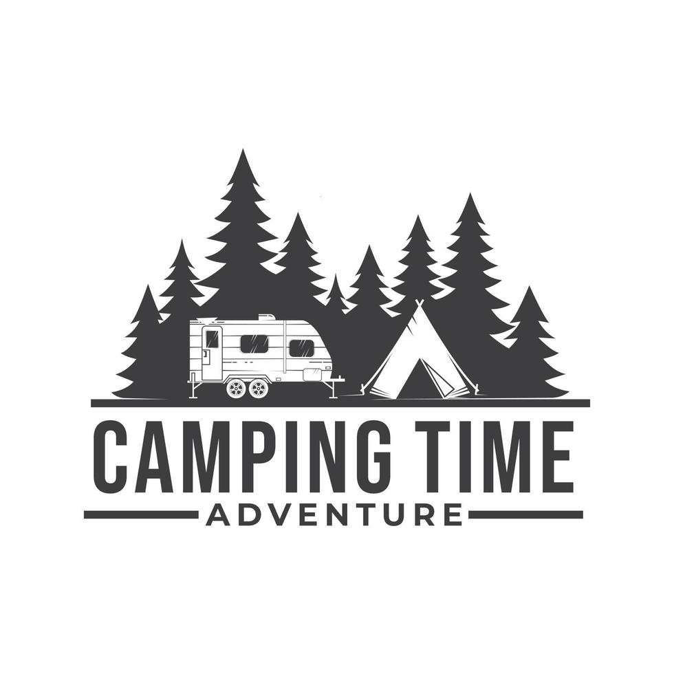 summer camping vector graphic template. camfire travel outdoor ...