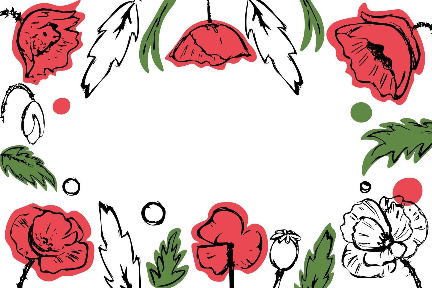 Poppies banner on white background vector