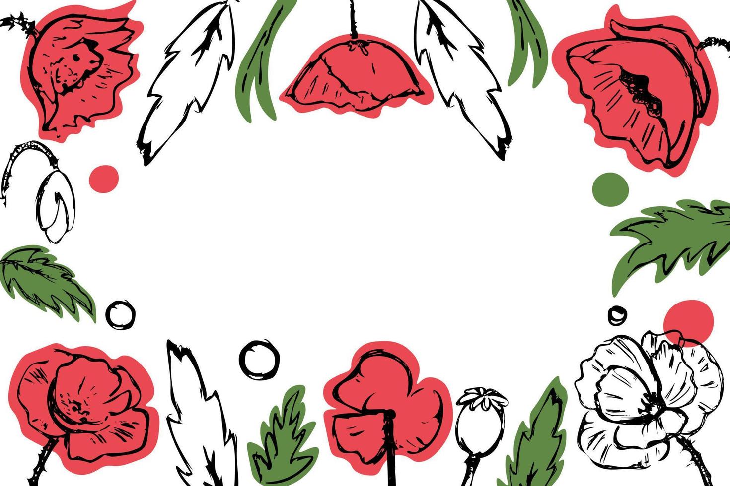 banner de amapolas sobre fondo blanco vector