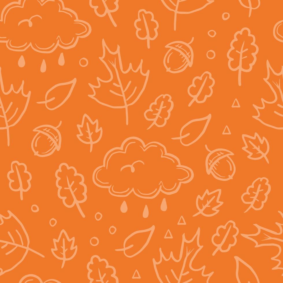 Autumn weather orange doodle seamless pattern vector