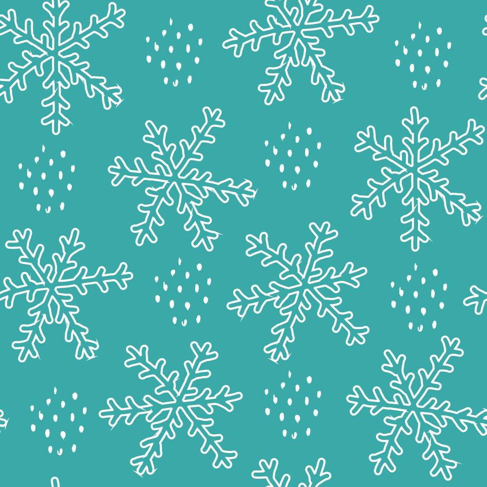 Snowflakes cute hand drawn doodle seamless pattern vector