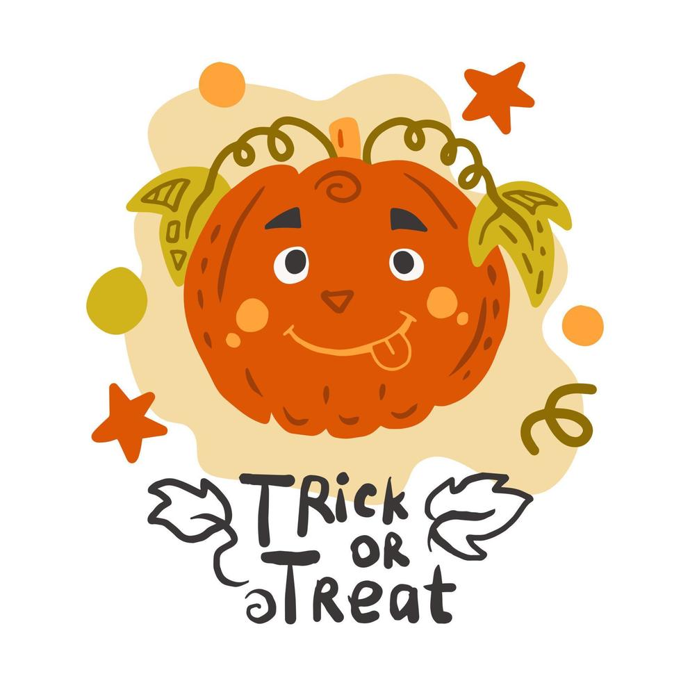 truco o trato divertido calabaza vector ilustración