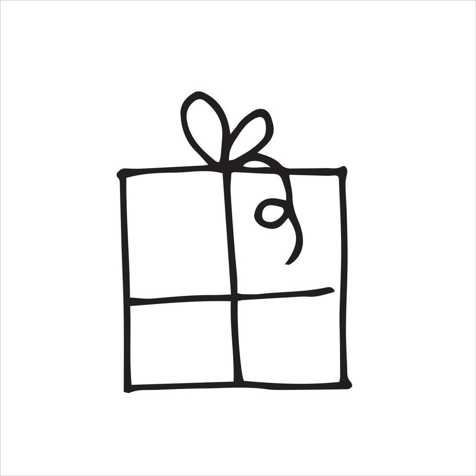 vector drawing in the style of doodle, cute gifts for christmas, birthday, new year. a symbol of the holiday, boxes with gifts are tied with ribbons. minimalistic design