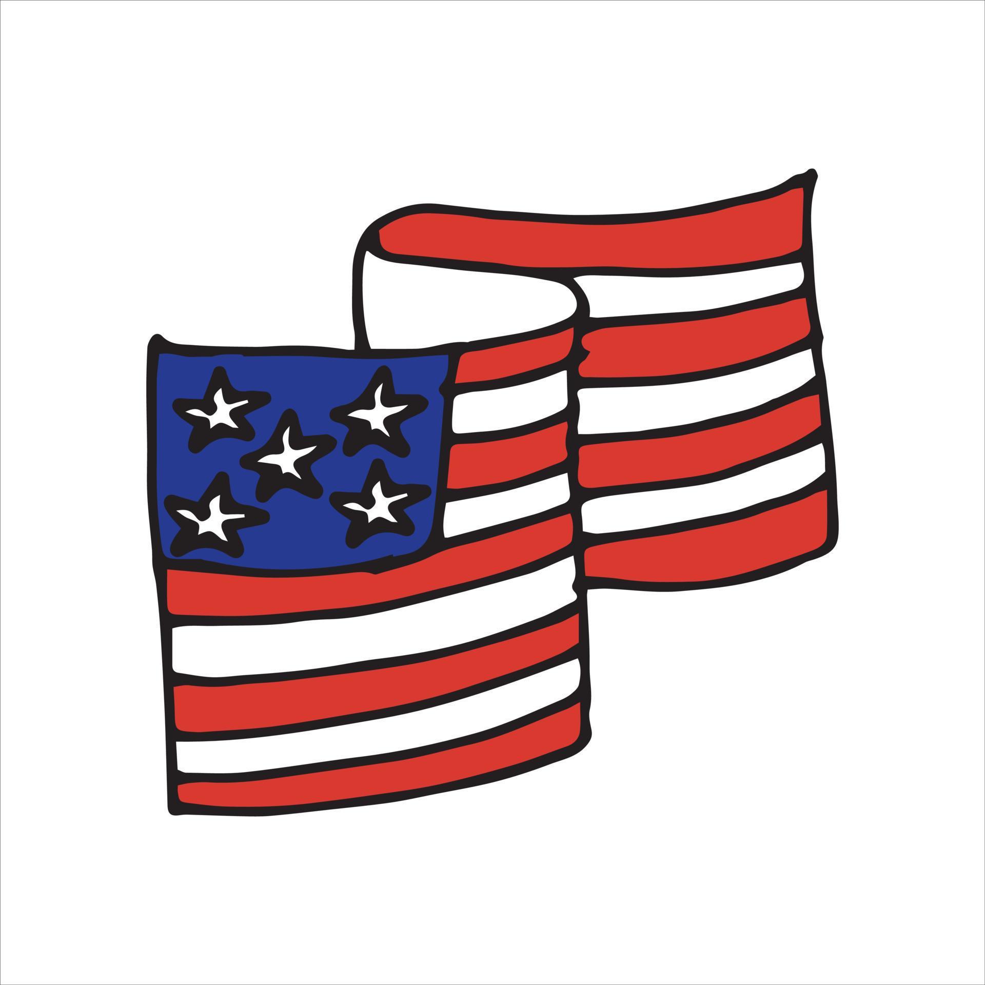 vector drawing in doodle style. usa flag. Simple illustration, cartoon