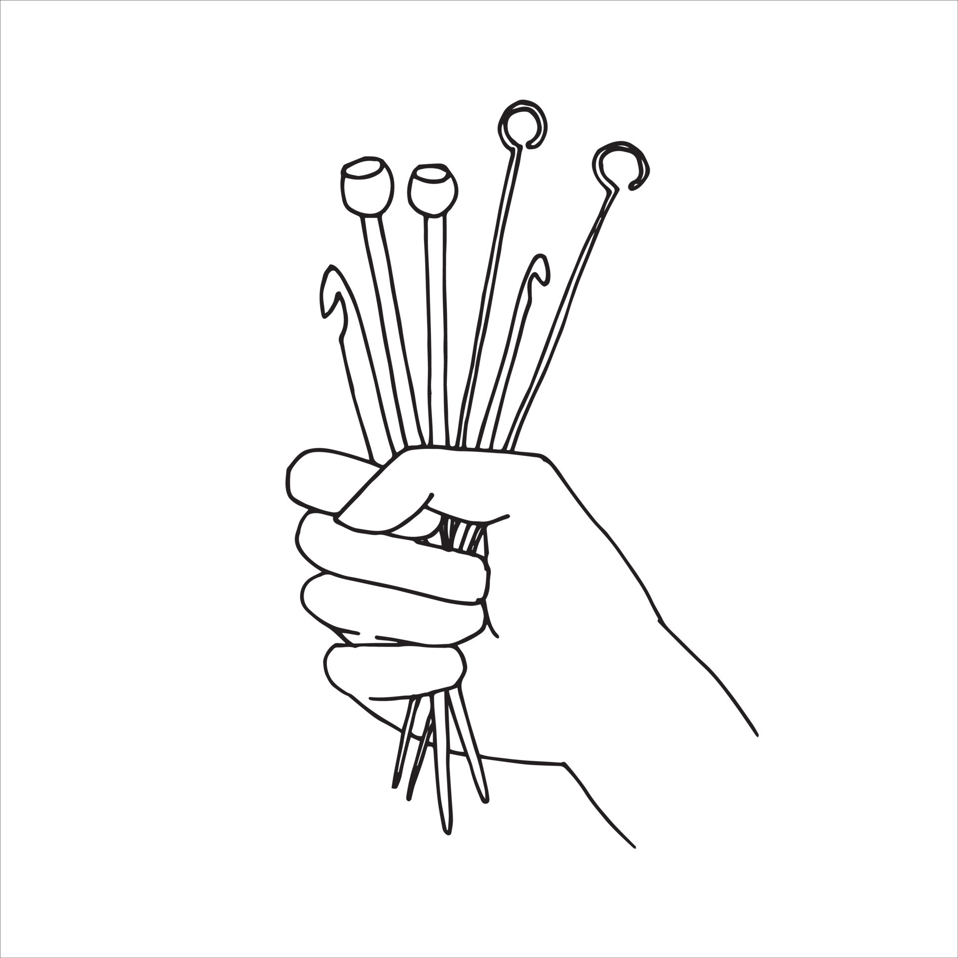 vector illustration drawing in doodle style. knitting needles and