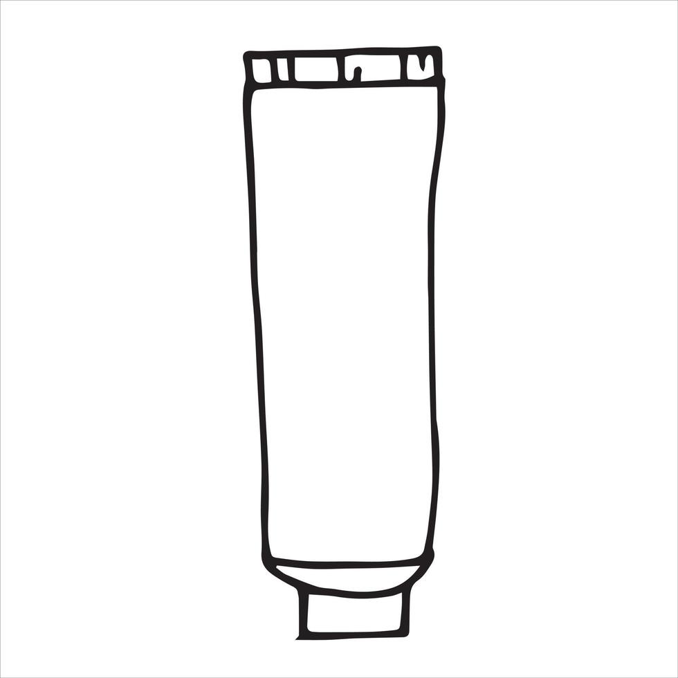 doodle style illustration. tube, container for cream, cleaning agent, toothpaste, subject of sanitation, body care, hygiene. clipart isolated on white background vector