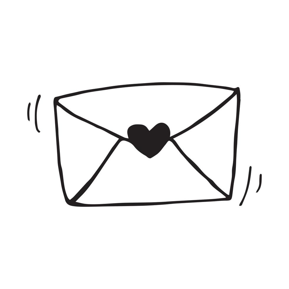 vector drawing in the style of doodle. cute letter with a heart ...