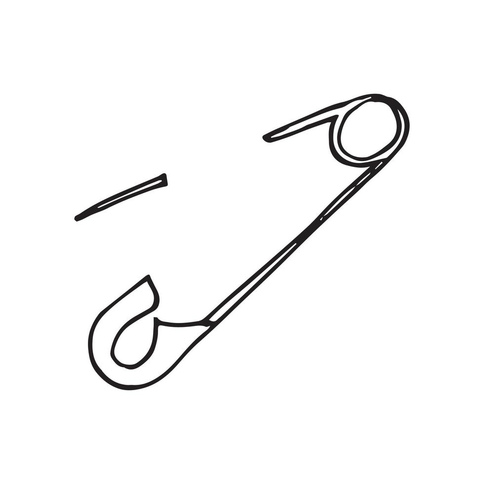 vector drawing in the style of doodle. tailor's pin. simple drawing with a safety pin