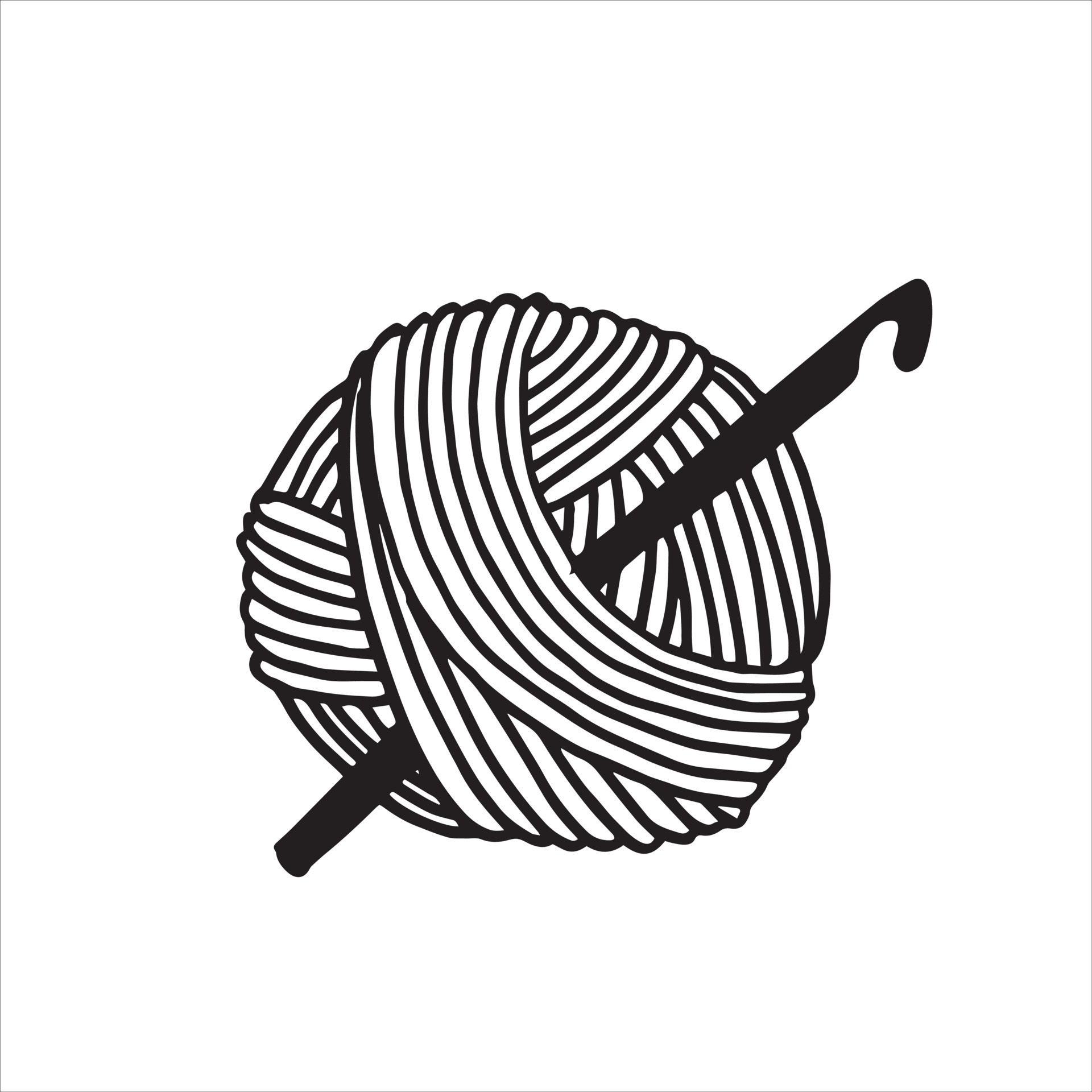 Crochet Hook And Yarn Black And White