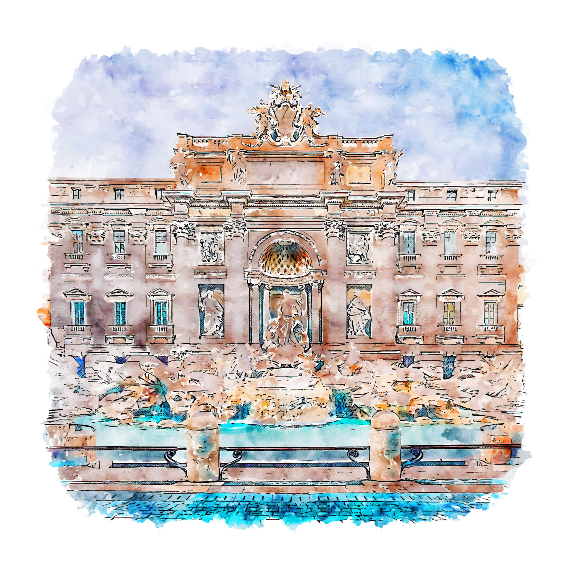 Trevi Fountain In Rome Drawing by Giovanni Battista Piranesi  Pixels