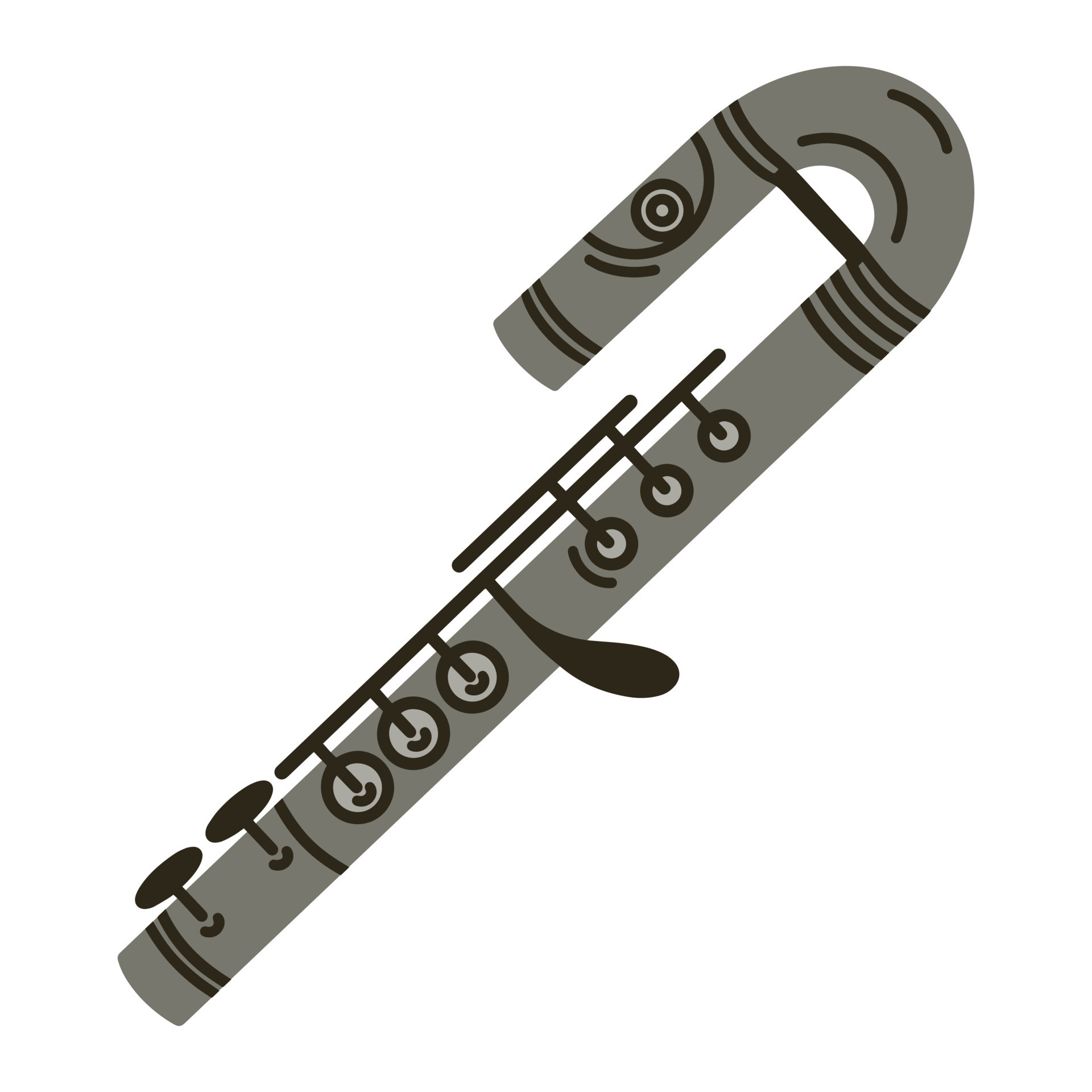 Alto flute color vector icon. Hand drawn metal musical instrument. Modern  orchestral fife isolated on white. Device for classical melodies, concerts.  Flat cartoon clipart for web, logo, apps 9879239 Vector Art at
