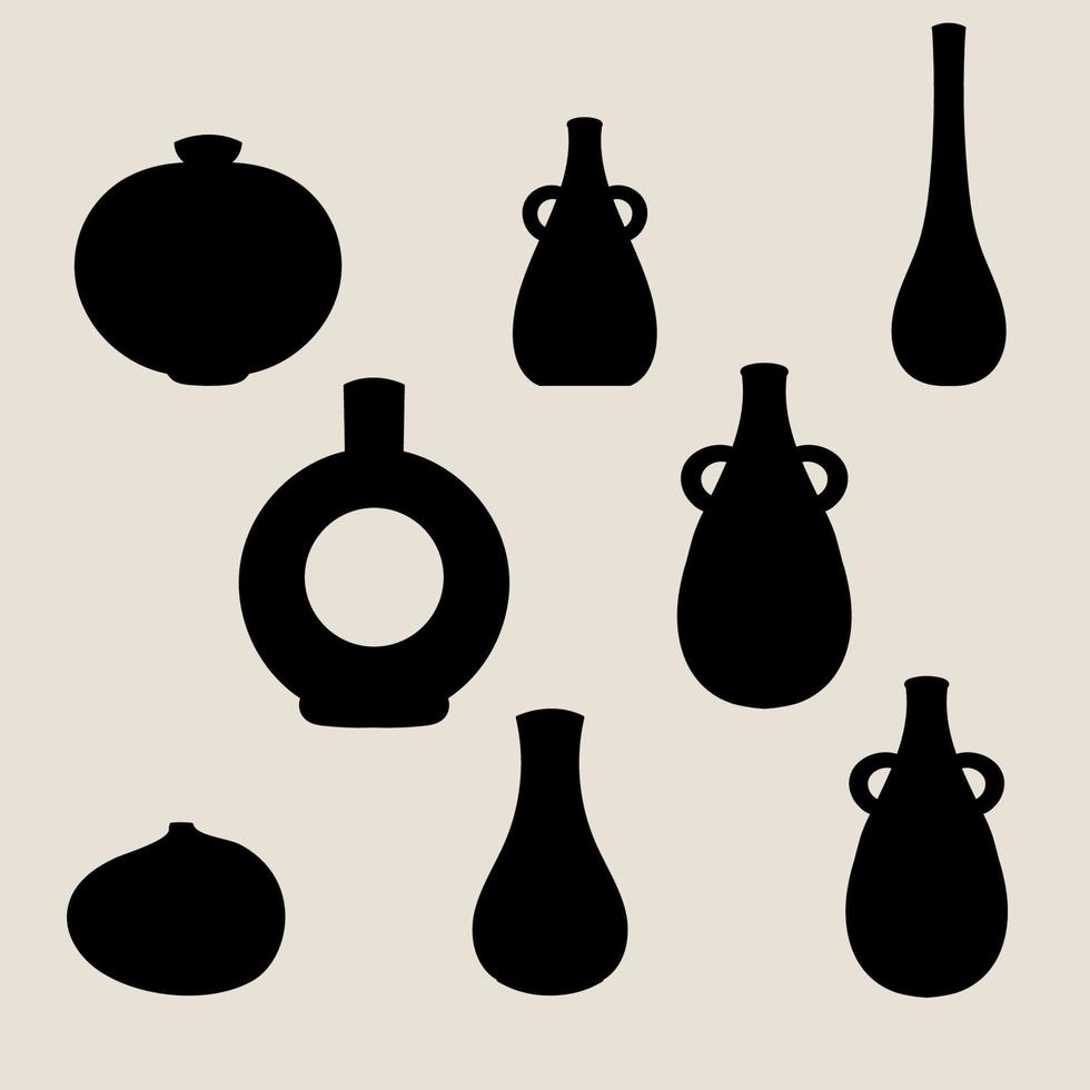 Set of Vase Modern silhouette illustration for design vector