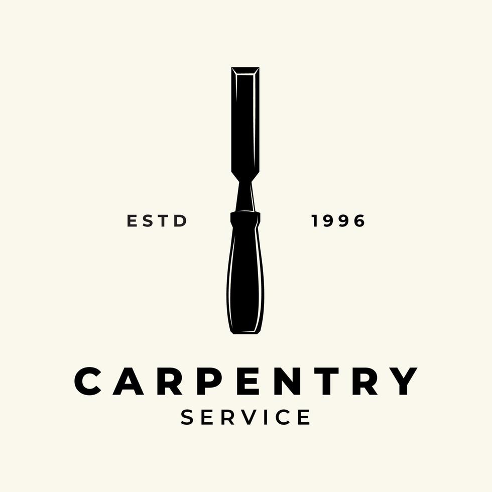 Chisel Carpentry vintage Logo Vector template design illustration