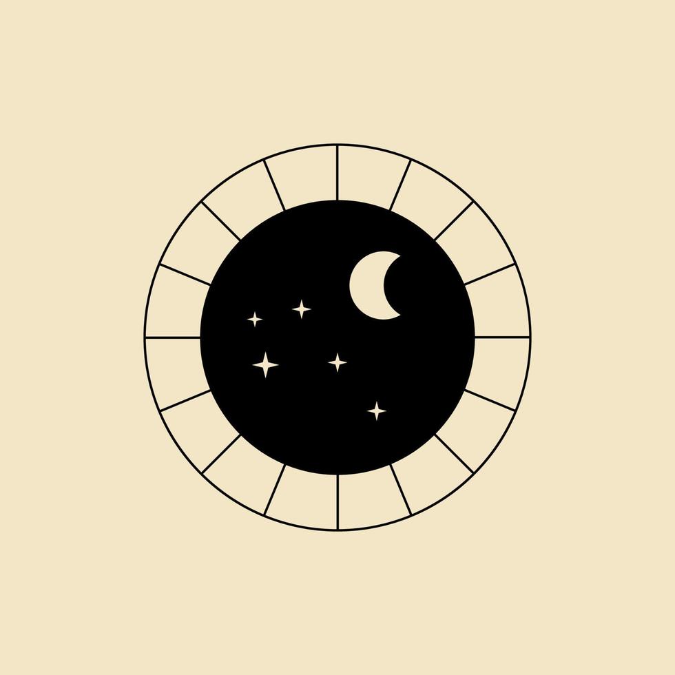 noche luna vector línea arte insignia logotipo símbolo ilustración diseño