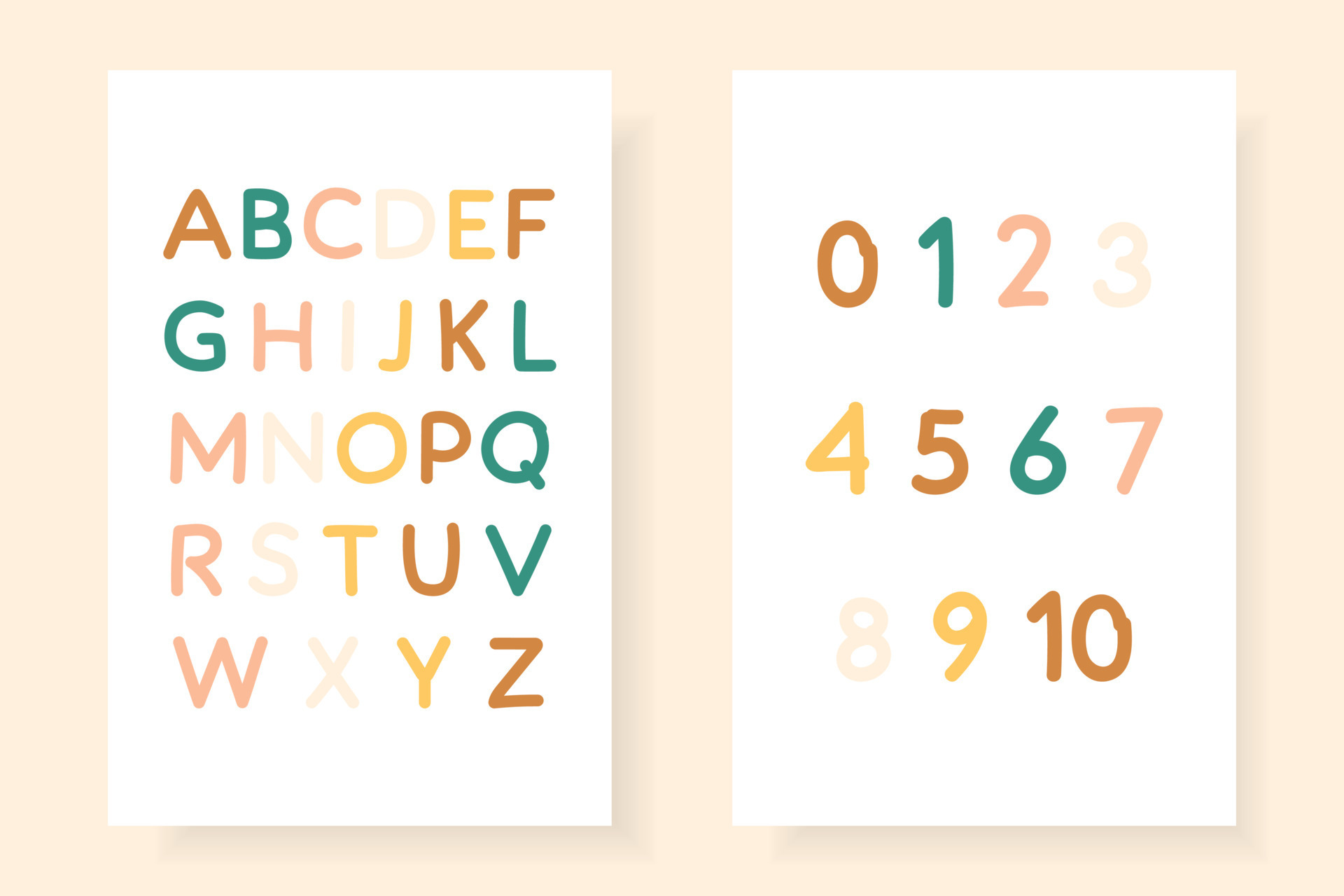 Alphabet Poster, ABC Prints, 123 Prints, Printable Numbers 123 Poster