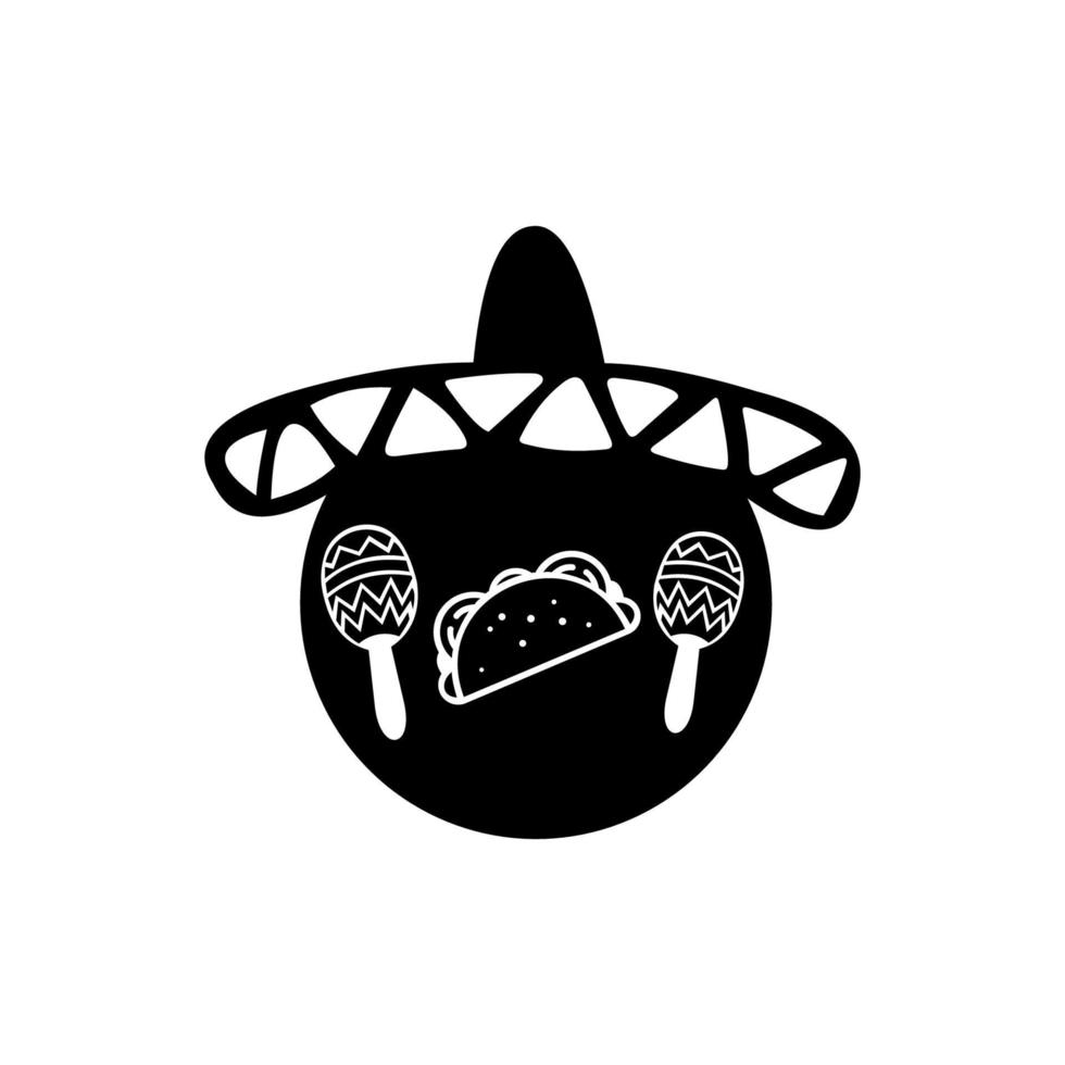 icono de taco de comida rápida, etiqueta para restaurante o cafetería de diseño de menú vector