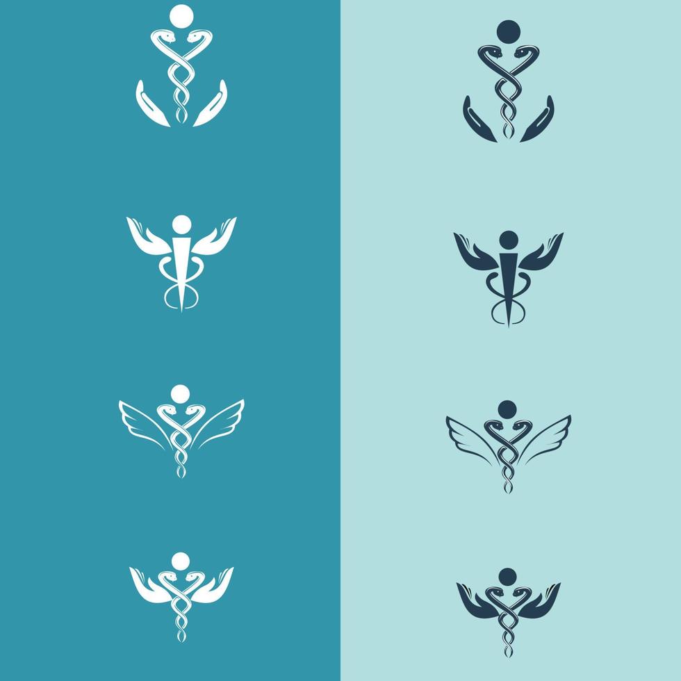 Medical logo template. Caduceus glyph icon, medicine and healthcare, pharmacy sign vector graphics.