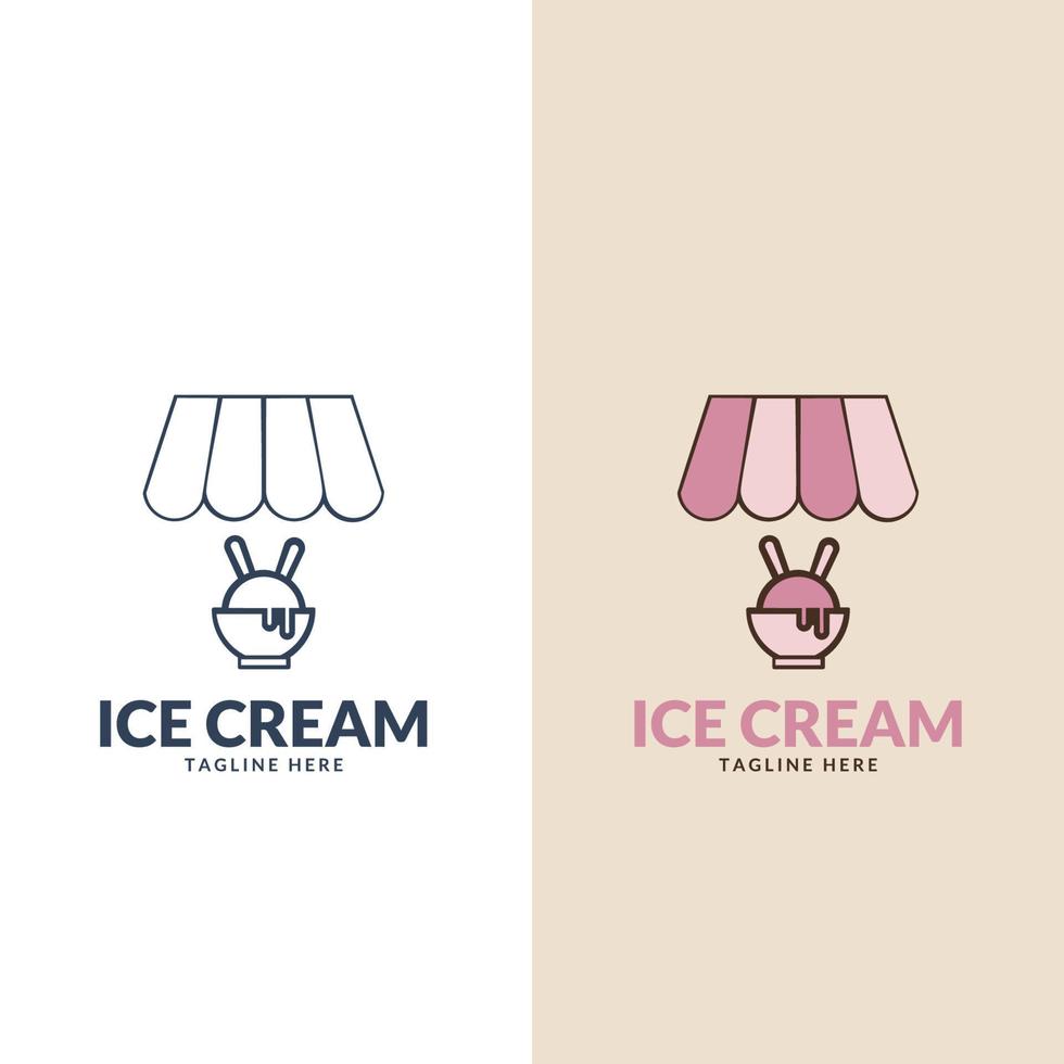 Logo Ice cream. Vector italian ice cream labels. Retro logos for cafeteria or bar.