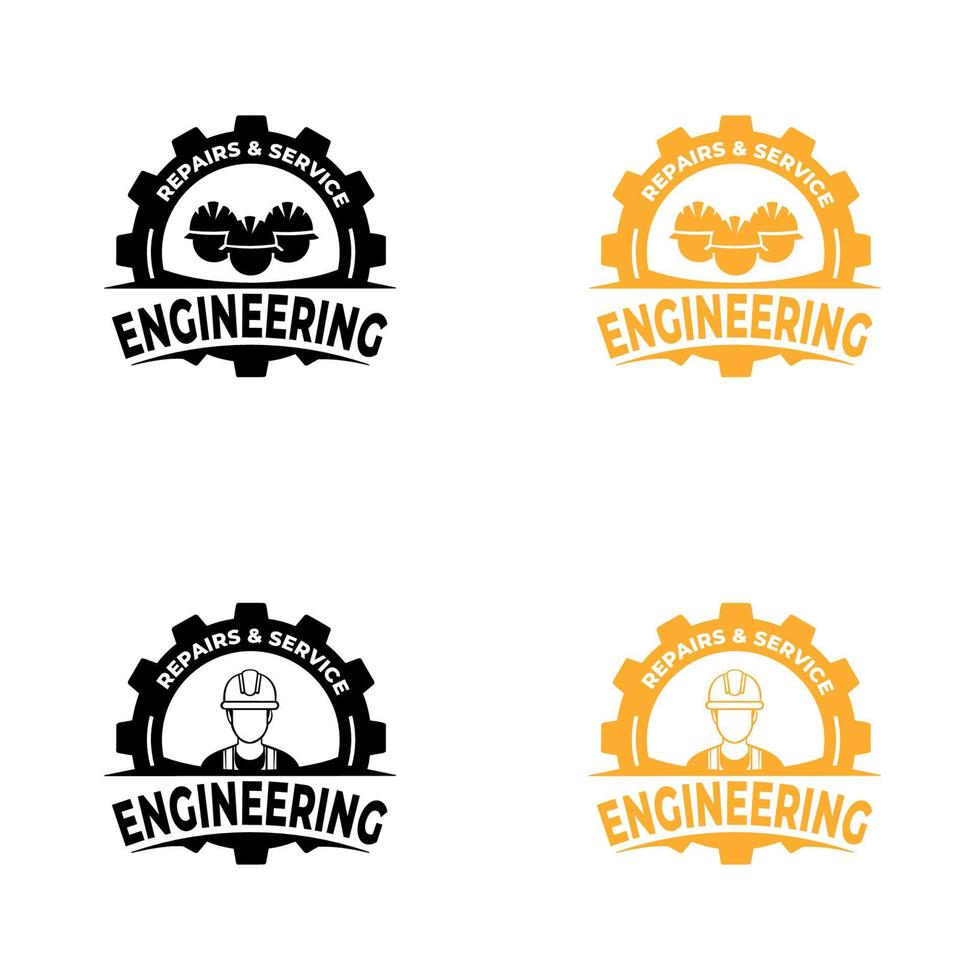 vector de diseño de plantilla de logotipo de ingeniero. trabajador de ingeniería y construcción. trabajadores ingenieros industriales.