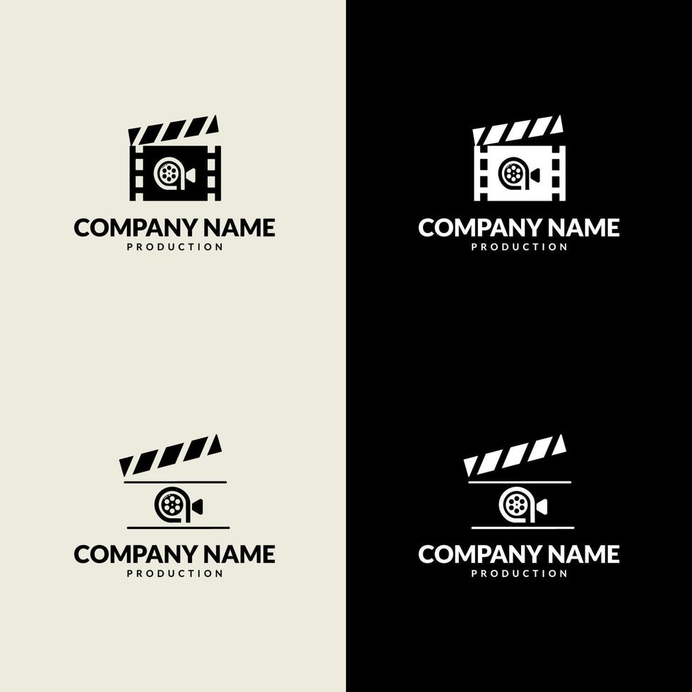 vector set of  logos with film clappers. Clapboard and camera sign logo template.