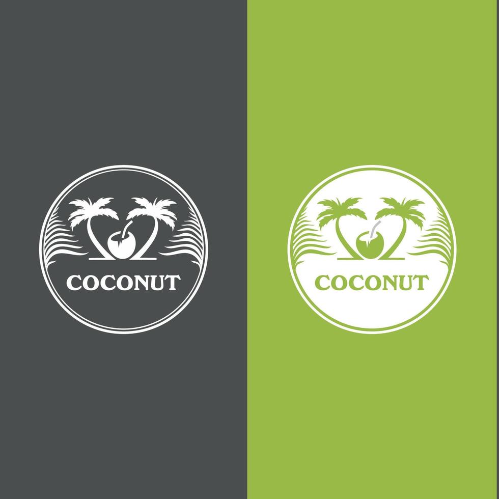 coconut Logo template. Vector illustration cartoon flat icon isolated on white.