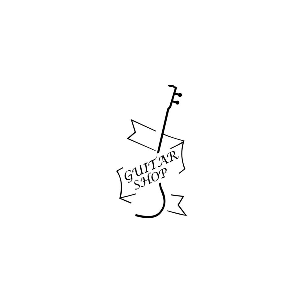 Vector guitar shop logo. Emblem design on white background.