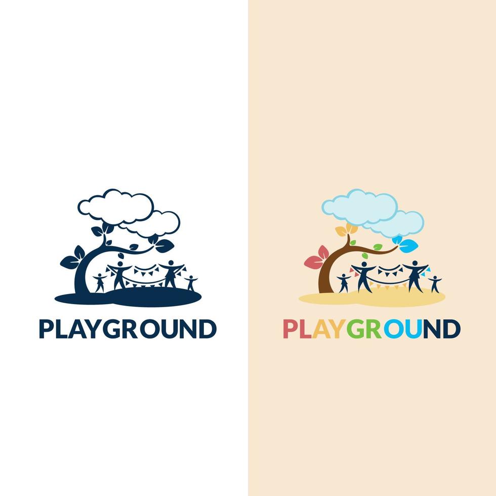 Playground Vector Logo Illustration. Playgroup, preschool, kindergarten logo template