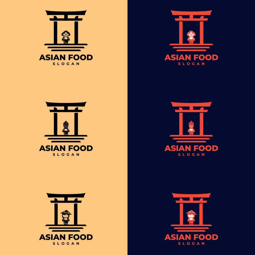 Asian food logo templates set. suitable for company logo, print, digital, icon, apps, and other marketing material purpose. vector