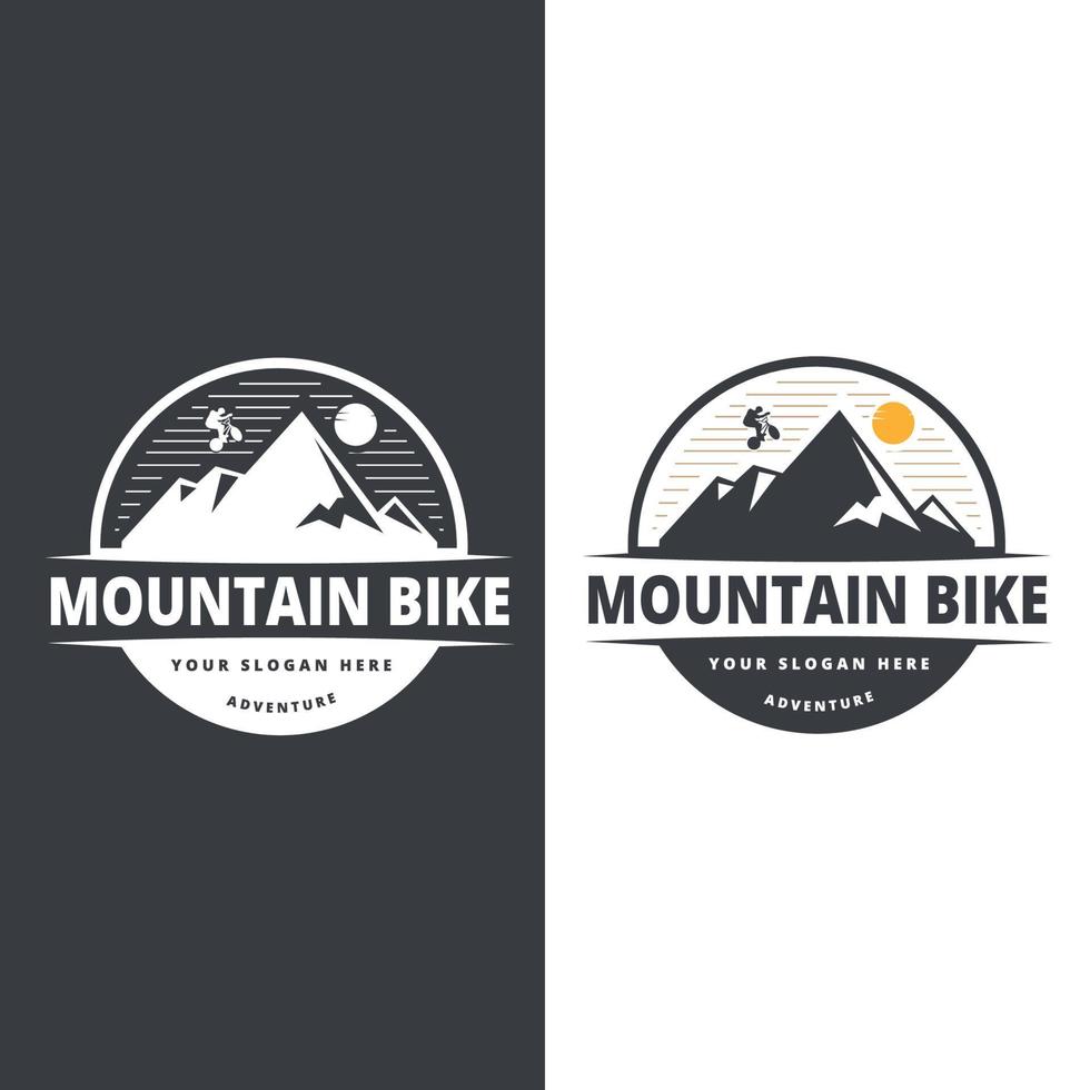 plantilla de logotipo de bicicleta cuesta abajo. concepto de camisa o logotipo, estampado, sello o turismo en bicicleta. vector