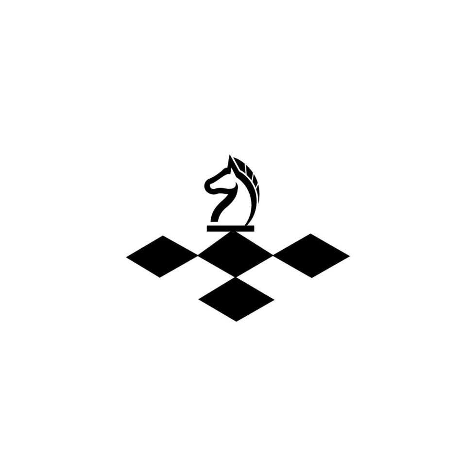Chess icon flat. icon isolated on white background. Black chess horse in flat style vector