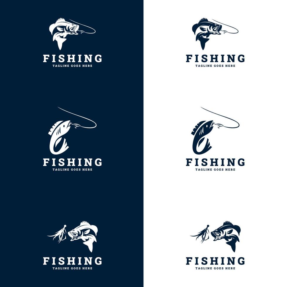 plantilla de logotipo de pesca. logotipo de pesca deportiva. plantilla de ilustración de pesca vector