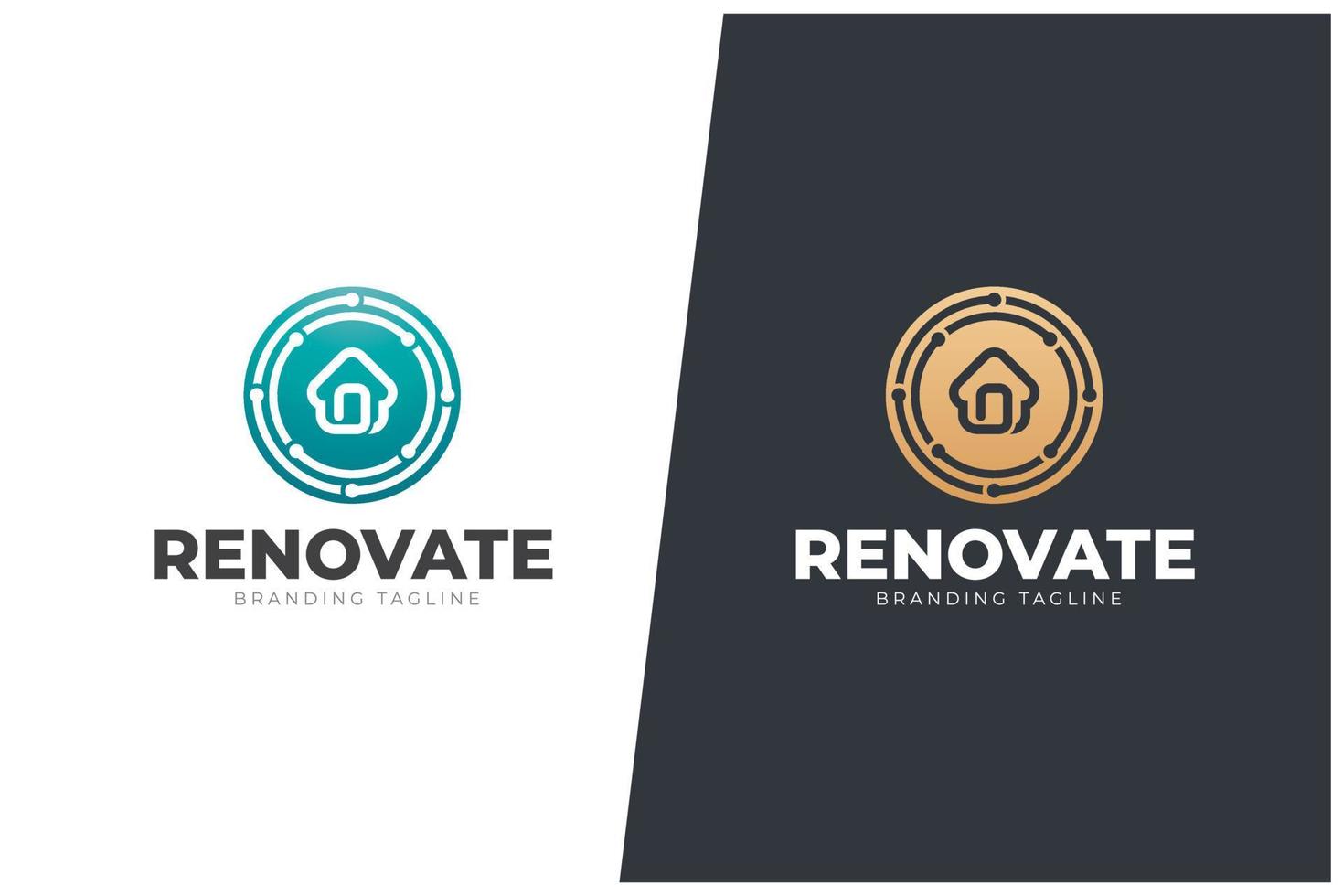 concepto de logotipo de vector de casa renovación de bienes raíces arquitectura de estructura moderna