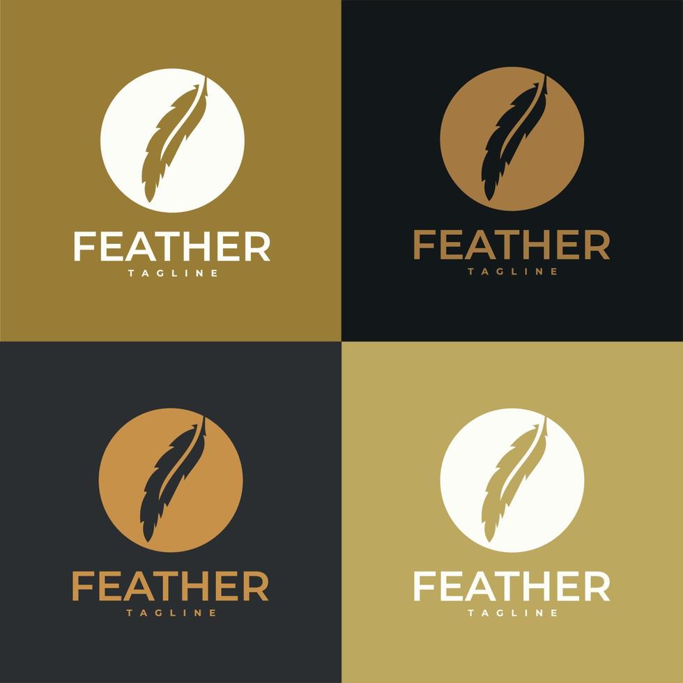 set of feather logo icon design vector illustration symbol