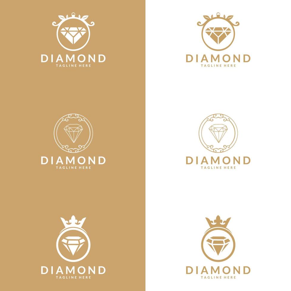 Diamond Jewellery Logo Design Vector Template. symbols for cosmetics, jewellery, beauty products