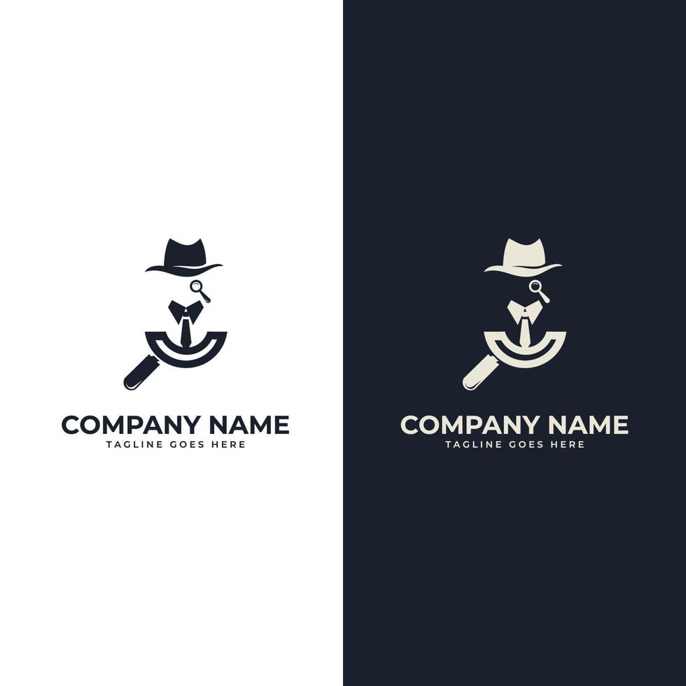 black hat man logo vector illustration. Spy detective logo design template. py icon. Vintage label. Private detective logo. Vector illustration.